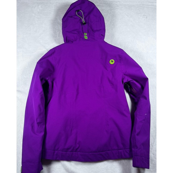 Marmot Women's Ski Jacket Purple Green Waterproof Hooded Snowboard Coat Small - Picture 5 of 8